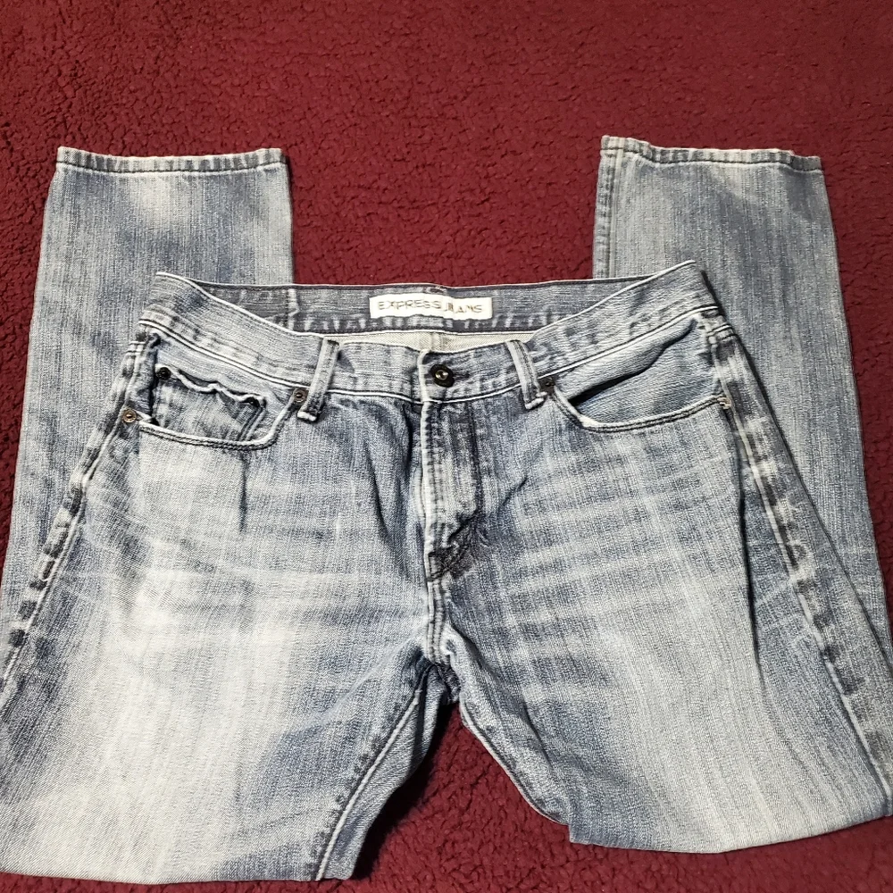 Express Rocco Slim Fit Skinny Leg Jeans Dark BlueWash MenSz33x30(actl.sz36x28.5)